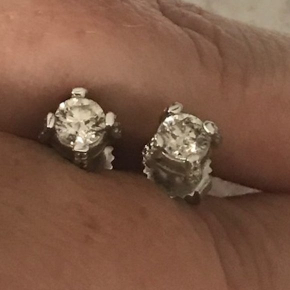 Natural Diamond 1 Carat Total Weight Studs - 14K White Gold - Picture 7 of 15
